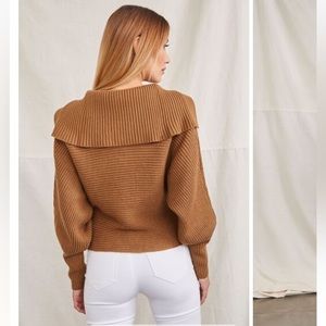 Storm Flap Lantern-Sleeve Sweater